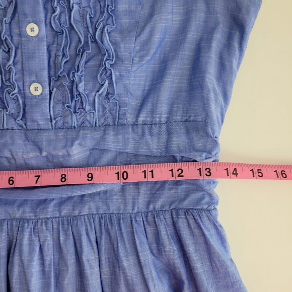 Lilly Pulitzer Essie Chambray Ruffle Sleeveless Button Up Sheath Shirt Dress - Picture 11 of 15
